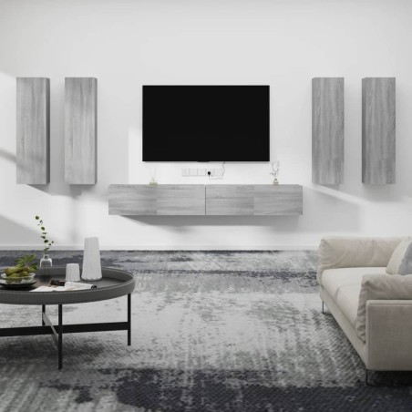 vidaXL Set de muebles para TV 6 pzas madera contrachapada gris Sonoma