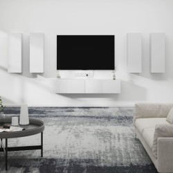 vidaXL Set de muebles para TV 6 piezas madera contrachapada blanco