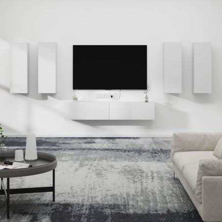 vidaXL Set de muebles para TV 6 piezas madera contrachapada blanco