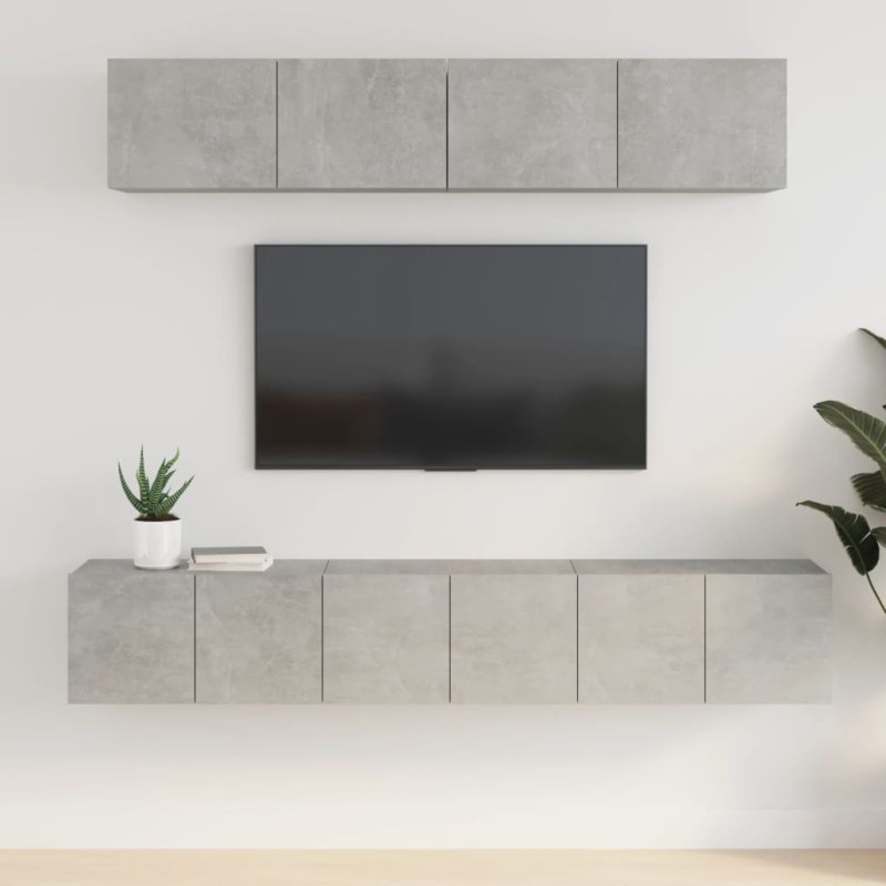 vidaXL Set de muebles de TV 5 pzas madera contrachapada gris hormigón vidaXL Set de muebles de TV 5 pzas madera contrachapada gris hormigón