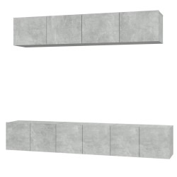 vidaXL Set de muebles de TV 5 pzas madera contrachapada gris hormigón