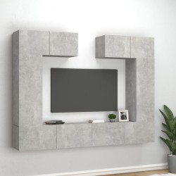 vidaXL Set de muebles de TV 6 pzas madera contrachapada gris hormigón