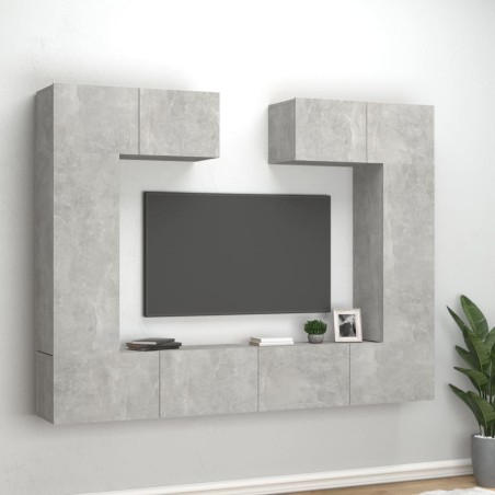 vidaXL Set de muebles de TV 6 pzas madera contrachapada gris hormigón