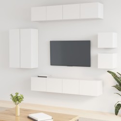 vidaXL Set de muebles para TV 8 piezas madera contrachapada blanco