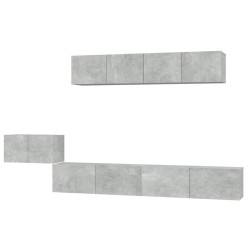 vidaXL Set de muebles de TV 5 pzas madera contrachapada gris hormigón