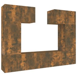 vidaXL Set de muebles de TV 6 pzas madera contrachapada roble ahumado