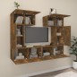 vidaXL Set de muebles de TV 6 pzas madera contrachapada roble ahumado