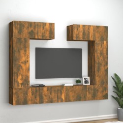 vidaXL Set de muebles de TV 6 pzas madera contrachapada roble ahumado