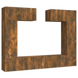 vidaXL Set de muebles de TV 6 pzas madera contrachapada roble ahumado