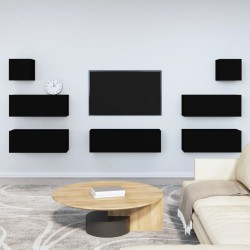 vidaXL Set de muebles para TV 7 piezas madera contrachapada negro