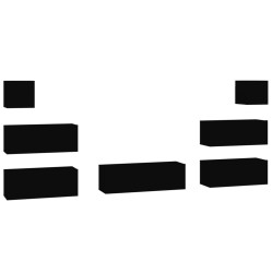 vidaXL Set de muebles para TV 7 piezas madera contrachapada negro