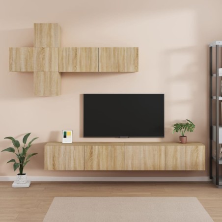 vidaXL Set de muebles para TV 7 pzas madera contrachapada roble Sonoma
