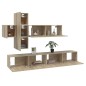vidaXL Set de muebles para TV 7 pzas madera contrachapada roble Sonoma