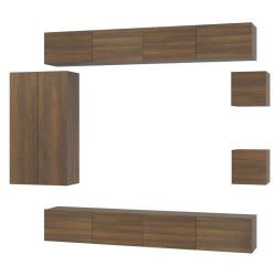 vidaXL Set de muebles para TV 8 pzas madera contrachapada roble marrón