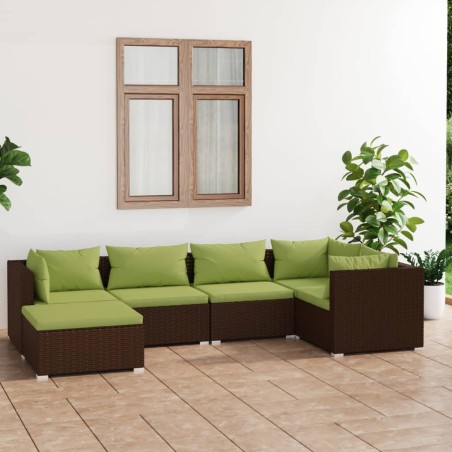 vidaXL Set muebles de jardín 6 piezas y cojines ratán sintético marrón