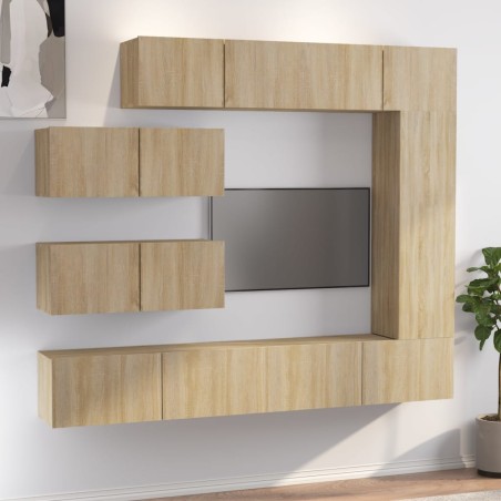 vidaXL Set de muebles para TV 7 pzas madera contrachapada roble Sonoma