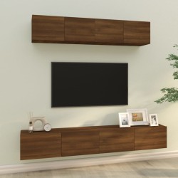 vidaXL Set de muebles para TV 4 pzas madera contrachapada marrón roble