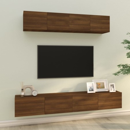 vidaXL Set de muebles para TV 4 pzas madera contrachapada marrón roble