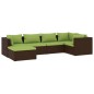 vidaXL Set muebles de jardín 6 piezas y cojines ratán sintético marrón