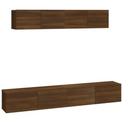 vidaXL Set de muebles para TV 4 pzas madera contrachapada marrón roble
