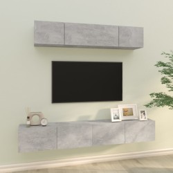 vidaXL Set de muebles de TV 4 pzas madera contrachapada gris hormigón