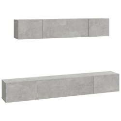 vidaXL Set de muebles de TV 4 pzas madera contrachapada gris hormigón