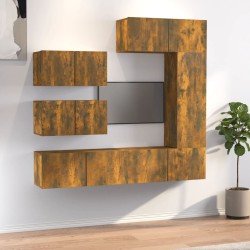vidaXL Set de muebles de TV 6 pzas madera contrachapada roble ahumado