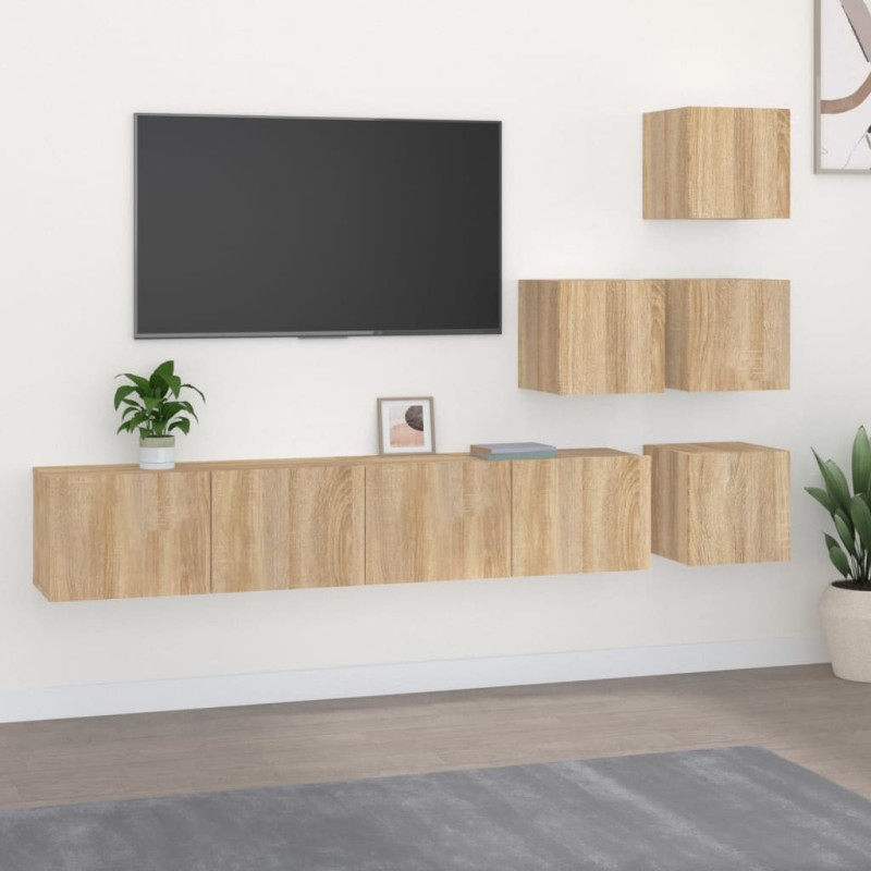 vidaXL Mueble de pared para TV madera contrachapada color roble sonoma