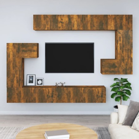 vidaXL Mueble de pared para TV madera contrachapada roble ahumado