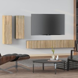 vidaXL Set de muebles para TV 4 pzas madera contrachapada roble Sonoma