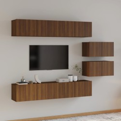 vidaXL Set de muebles para TV 6 pzas madera contrachapada roble marrón