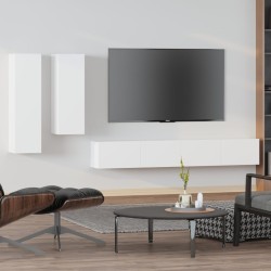 vidaXL Set de muebles para TV 4 piezas madera contrachapada blanco
