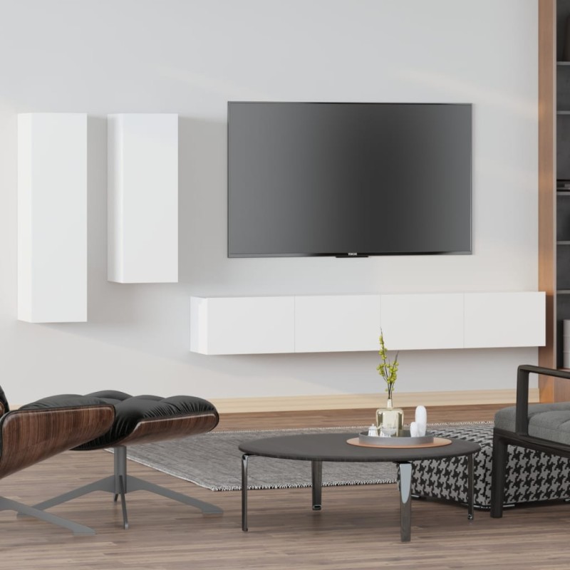 vidaXL Set de muebles para TV 4 piezas madera contrachapada blanco