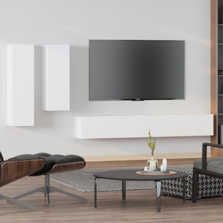 vidaXL Set de muebles para TV 4 piezas madera contrachapada blanco