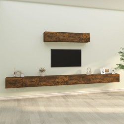 vidaXL Set de muebles de TV 6 pzas madera contrachapada roble ahumado