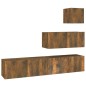 vidaXL Set de muebles de TV 4 pzas madera contrachapada roble ahumado vidaXL Set de muebles de TV 4 pzas madera contrachapada roble ahumado