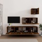 vidaXL Set de muebles de TV 4 pzas madera contrachapada roble ahumado vidaXL Set de muebles de TV 4 pzas madera contrachapada roble ahumado