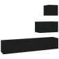 vidaXL Set de muebles para TV 4 piezas madera contrachapada negro