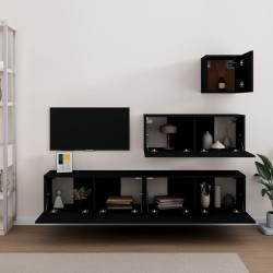 vidaXL Set de muebles para TV 4 piezas madera contrachapada negro