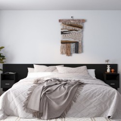 vidaXL Cabecero de cama con mesitas madera contrachapada negro