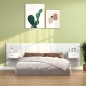 vidaXL Cabecero de cama y mesitas madera contrachapada blanco brillo vidaXL Cabecero de cama y mesitas madera contrachapada blanco brillo