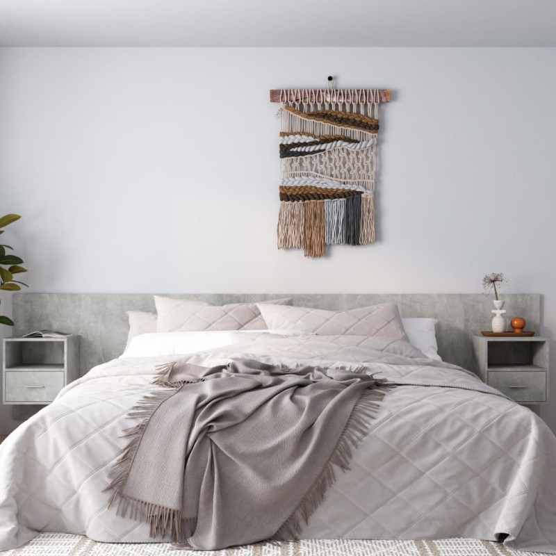 vidaXL Cabecero de cama con mesitas madera contrachapada gris hormigón vidaXL Cabecero de cama con mesitas madera contrachapada gris hormigón