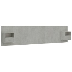 vidaXL Cabecero de cama con mesitas madera contrachapada gris hormigón