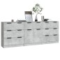vidaXL Aparador de 3 piezas madera contrachapada gris hormigón vidaXL Aparador de 3 piezas madera contrachapada gris hormigón