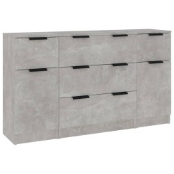 vidaXL Set de aparador 3 piezas madera contrachapada gris hormigón