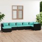 vidaXL Set de muebles de jardín 7 pzas y cojines ratán sintético negro