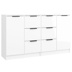 vidaXL Aparadores 2 uds madera contrachapada blanco brillo 60x30x70 cm