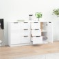 vidaXL Aparadores 2 uds madera contrachapada blanco brillo 60x30x70 cm