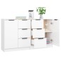 vidaXL Aparadores 2 uds madera contrachapada blanco brillo 60x30x70 cm