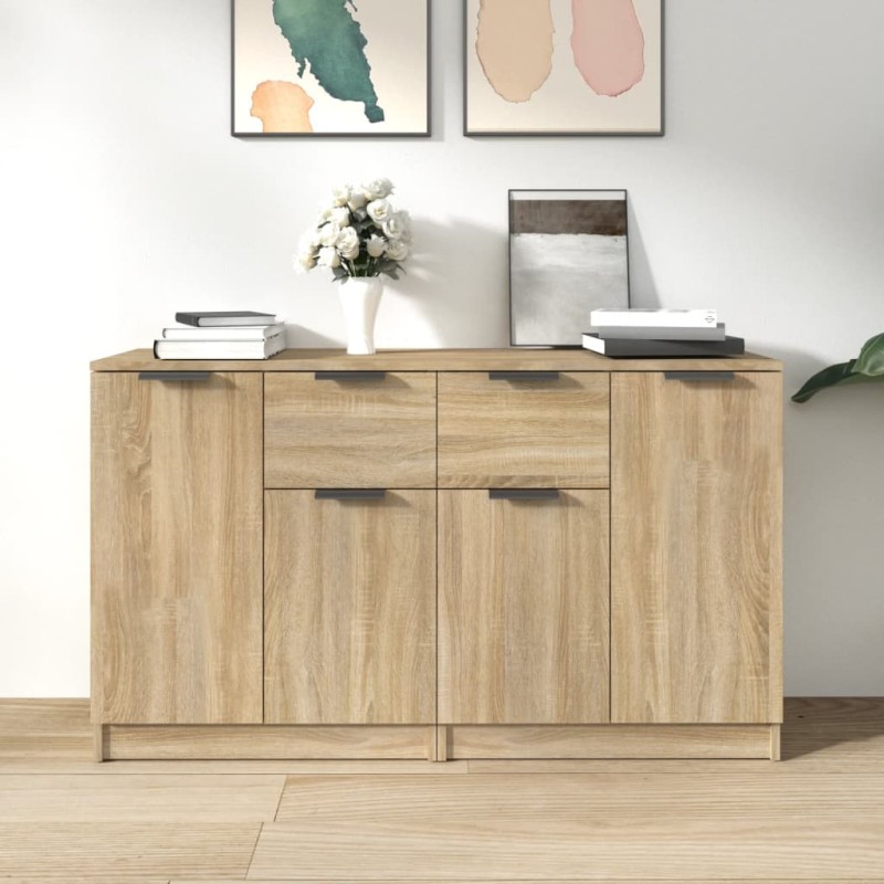 vidaXL Aparadores 2 uds madera contrachapada roble Sonoma 60x30x70 cm